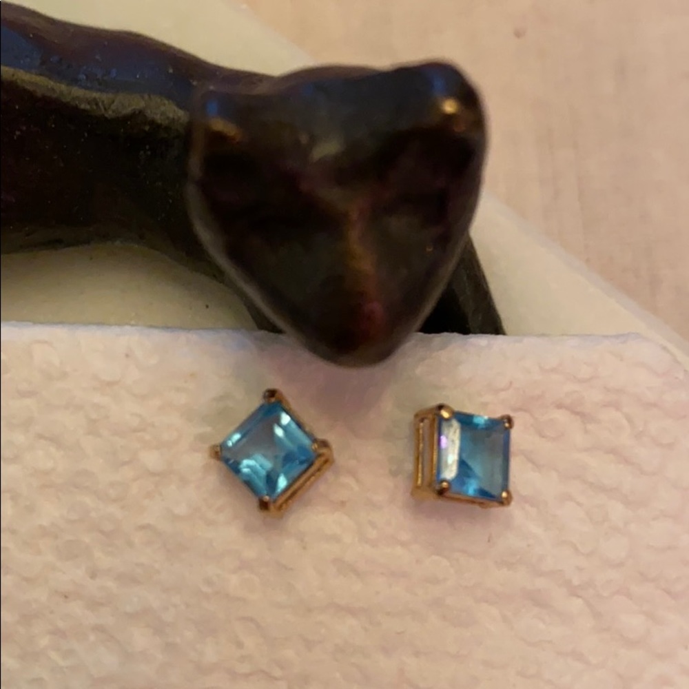14k gold Blue Topaz accent earrings